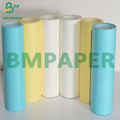 Papier satynowy o gramaturze 60 g, niebiesko-biały, powlekany silikonem, papier typu Jumbo w rolce
