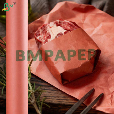 Papier rzeźniczy różowy brzoskwiniowy klasy spożywczej 66 g/m² do wędzenia mięsa 45 cm 60 cm x 53 m